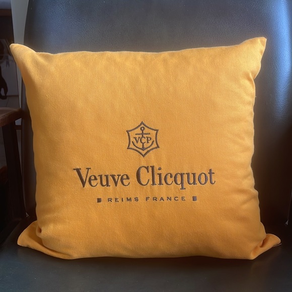 Veuve Clicquot Embroidered Bright Bold Orange Cushion, 38cm x 38cm Square - Picture 7 of 15